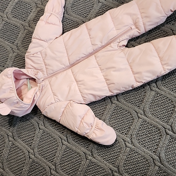 Old Navy Pink Hooded Kids Snowsuit Water-resistant, 6-12M - Picture 10 of 10
